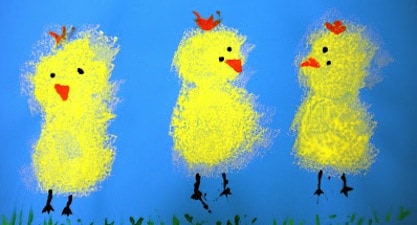 easter crafts for preschoolers sponge paint chicks