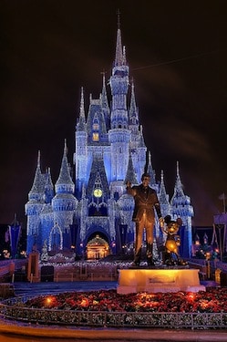 Disney castle at night