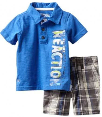 Kenneth Cole Baby-boys Infant Polo Shirt with Plaided Shorts