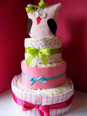 how to make an owl diaper cake