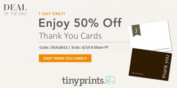tiny prints promo code save 50 on thank you cards 24 hours only