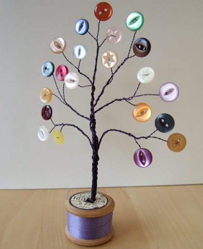 button crafts for kids: wire button tree