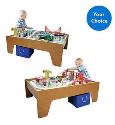 100 piece wooden train set with table