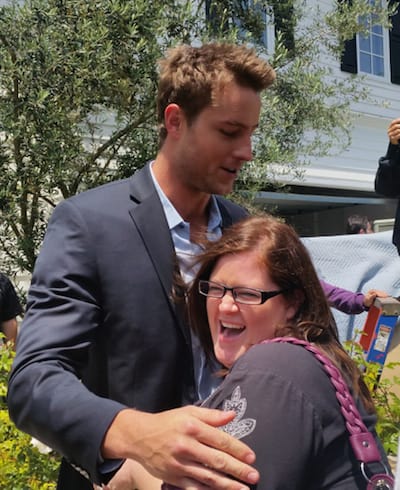 justin hartley hugging Dusty Bastian