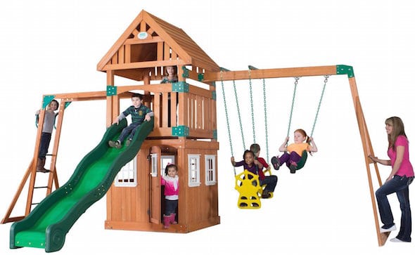 deal on cedar swing set