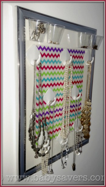 DIY hanging jewelry organizer