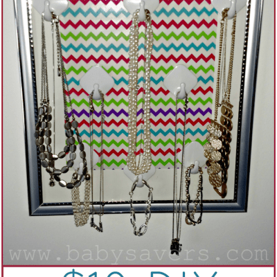 DIY hanging jewelry organizer