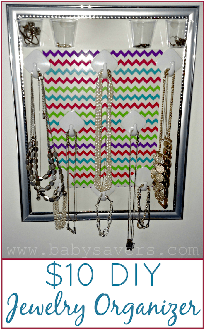 DIY hanging jewelry organizer