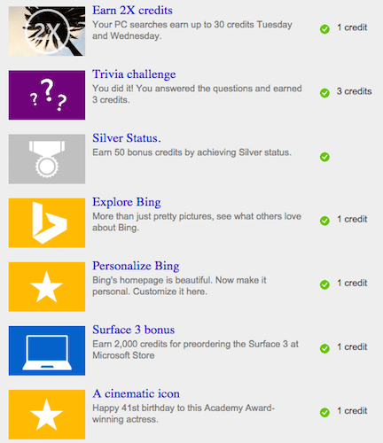 free bing rewards credits