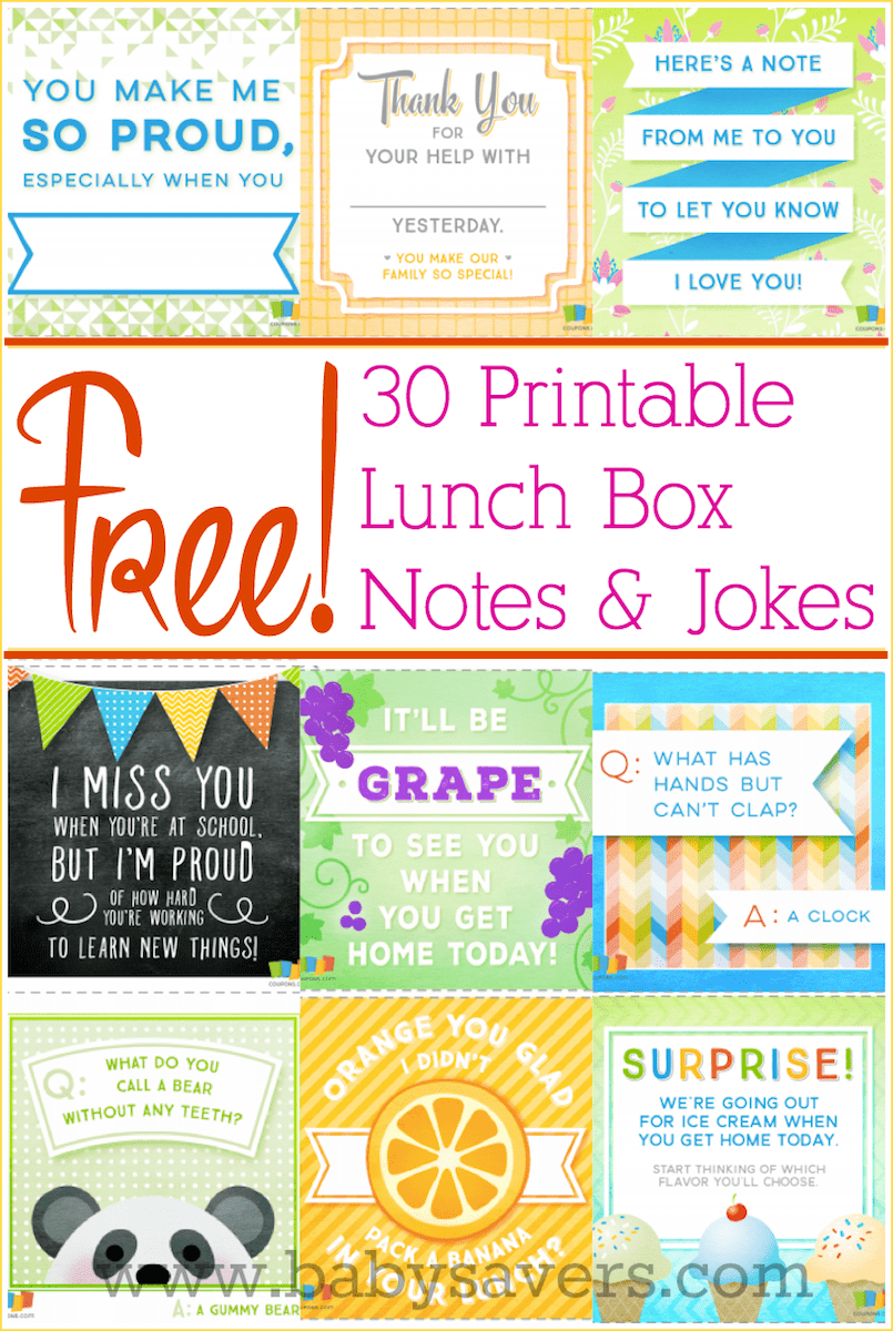 free printable lunch box notes