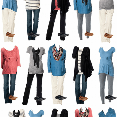 Maternity capsule wardrobe for mix and match maternity outfits