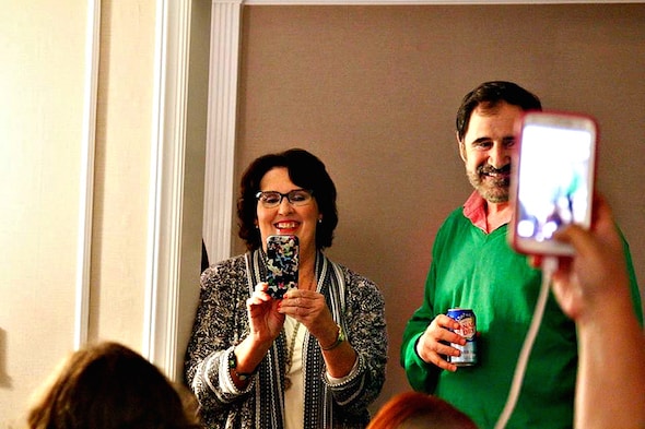 Phyllis Smith taking a picture