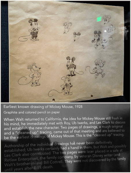 Earliest drawing of Mickey Mouse at Walt Disney family museum