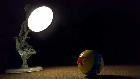 Pixar Animation Studios light ball at night