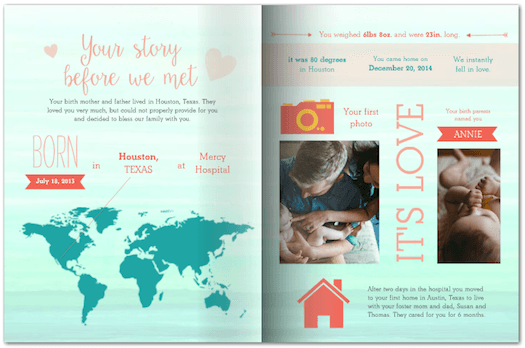 adoption story made with photo books