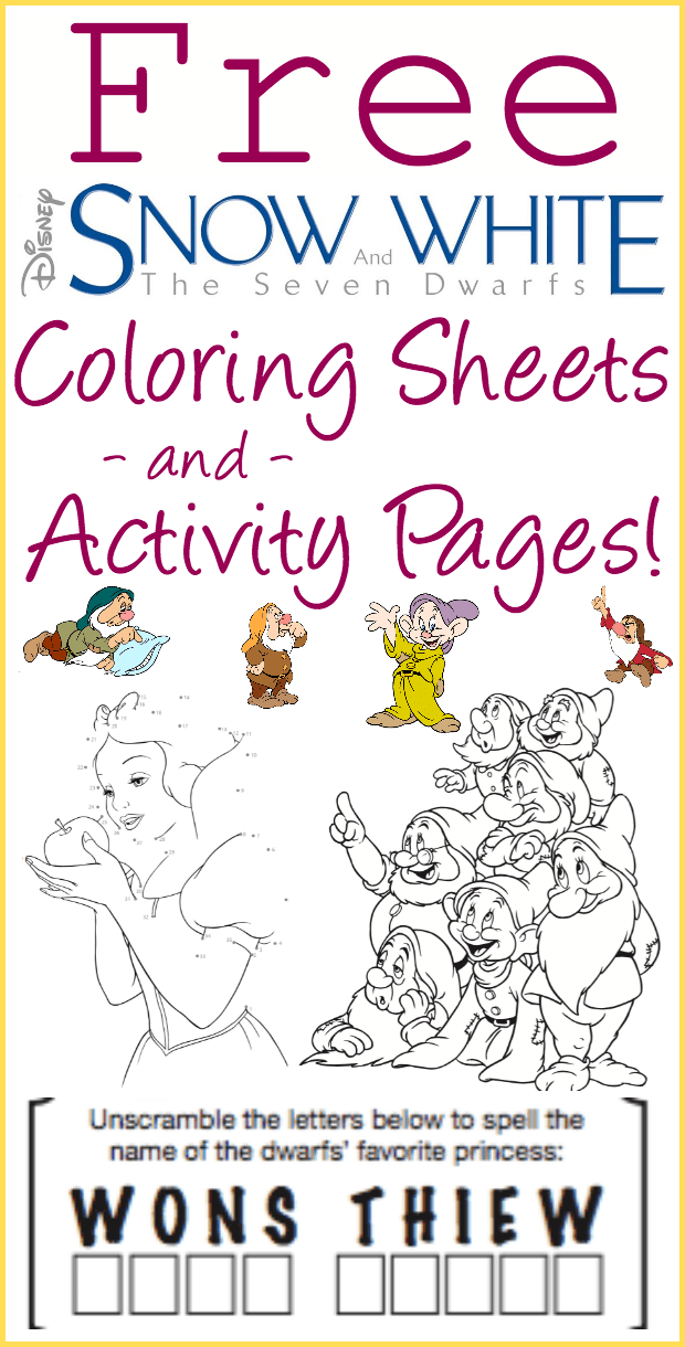 free printable snow white coloring pages and activity sheets