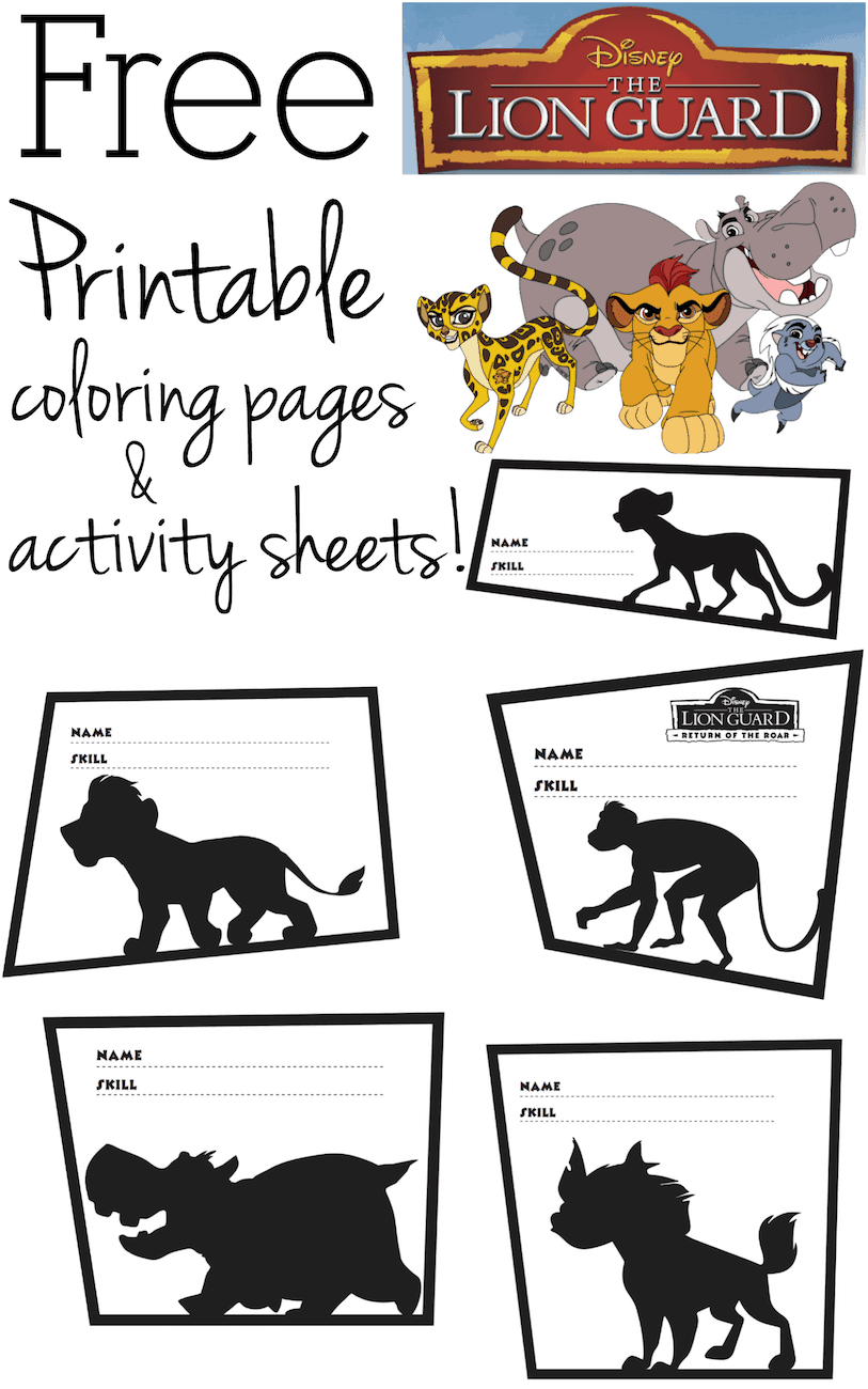 printable The Lion Guard coloring pages and activity sheets
