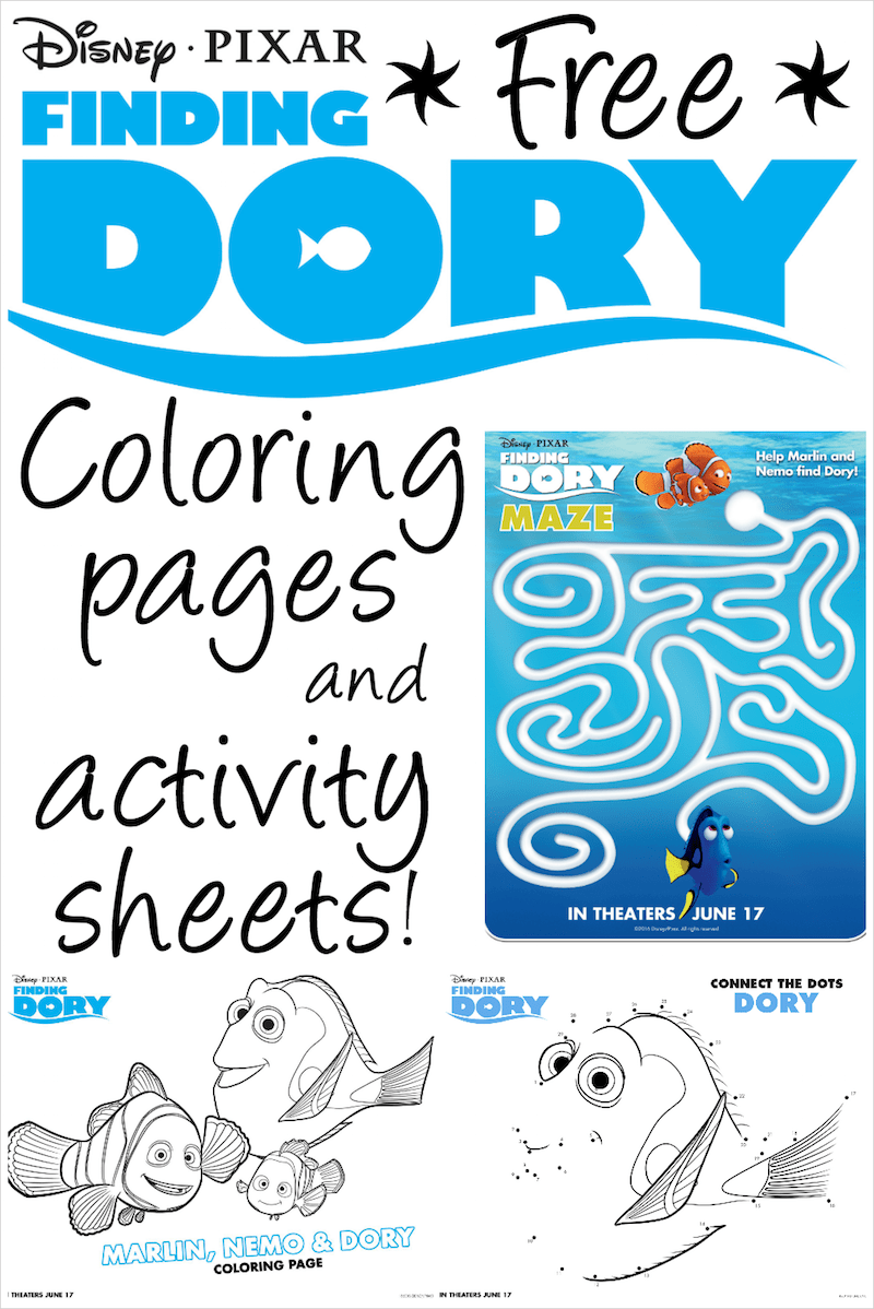 finding dory coloring pages activity sheets