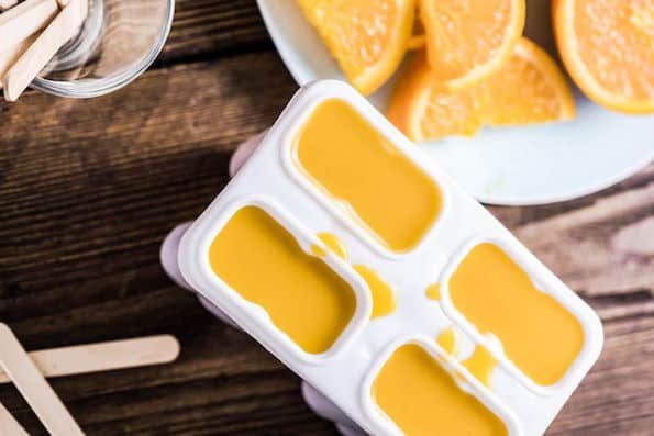 Vanilla-Infused Fresh Orange Juice Popsicles