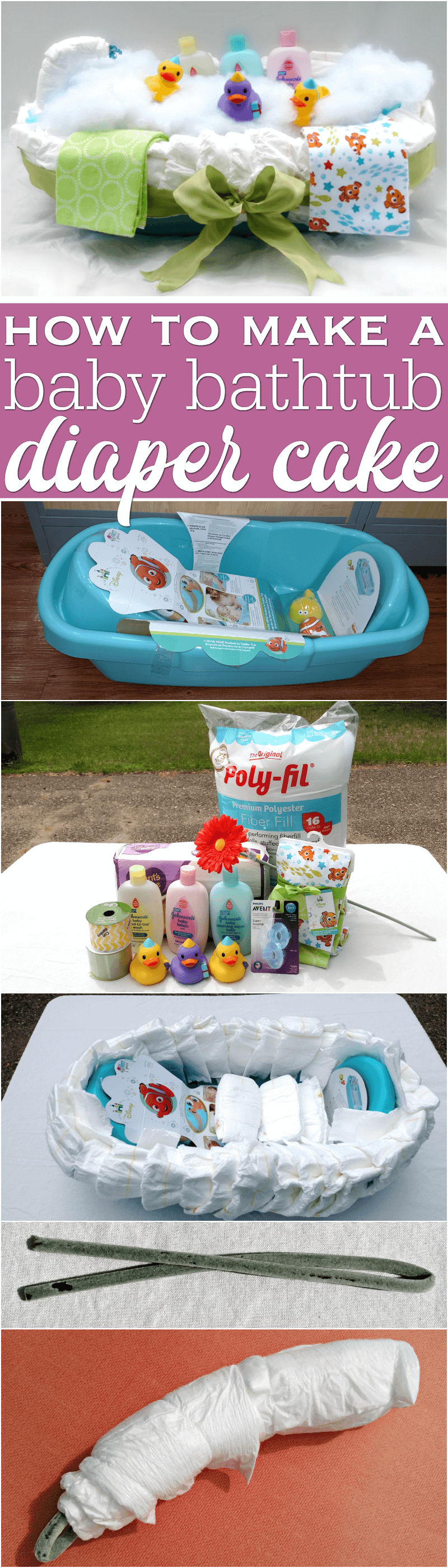 how to make a baby bathtub diaper cake