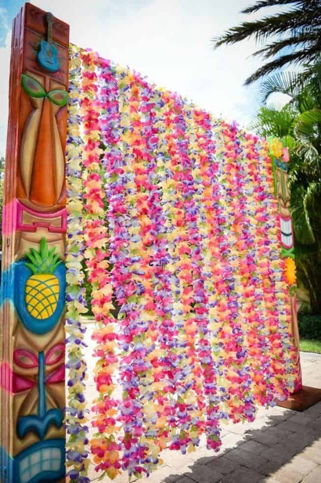 polynesian luau party ideas lei garland