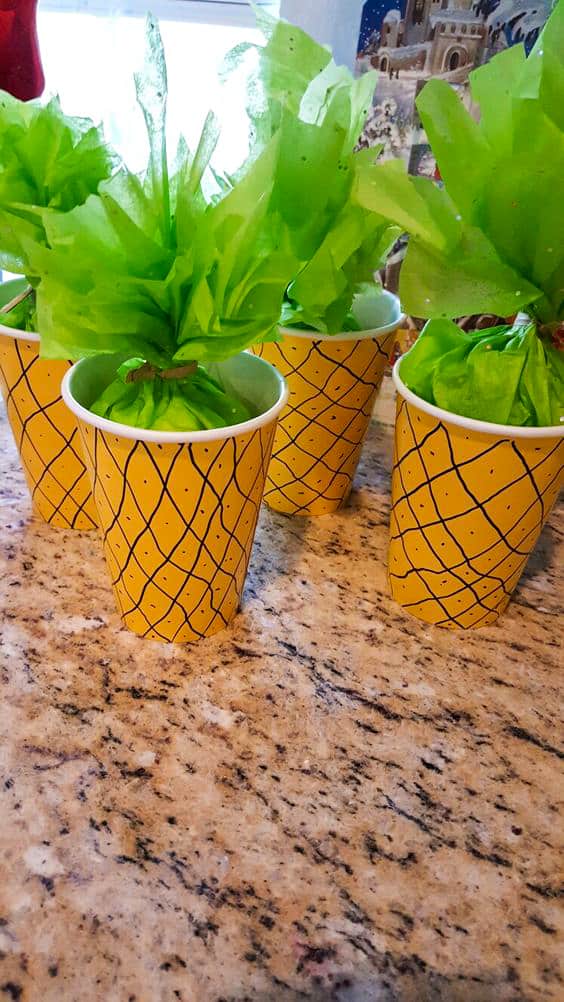 polynesian luau party ideas pineapple treat cups