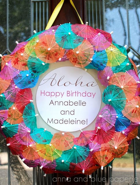 polynesian luau party ideas umbrella wreath