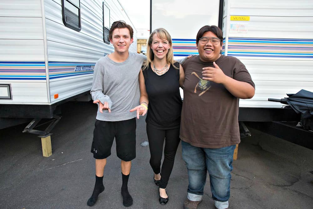 spider man homecoming set visit jacob batalon tom holland