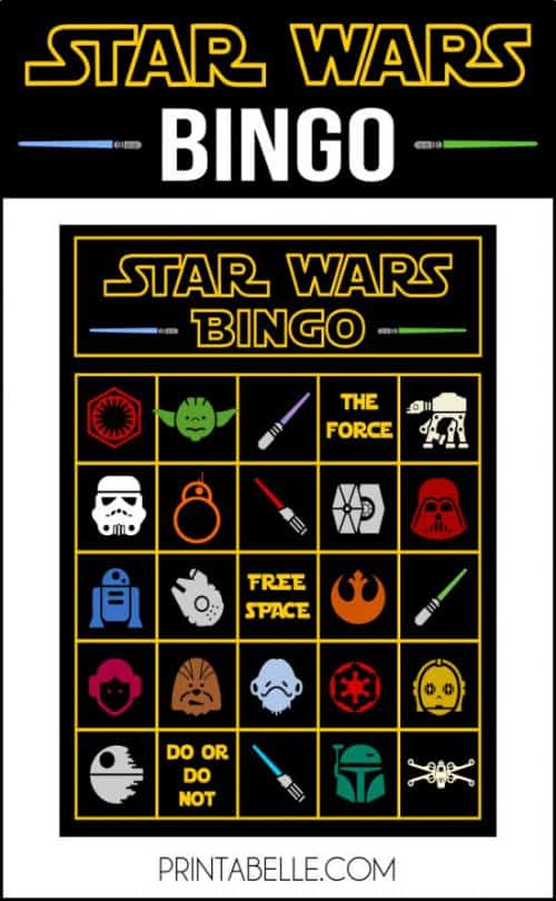 star wars party ideas bingo printables