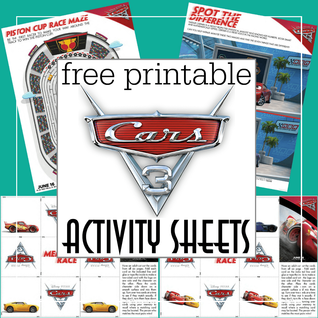 cars 3 activity sheets printable