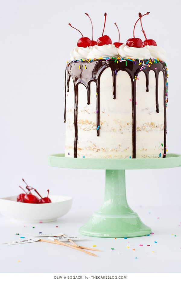 how to make a banana split drip cake