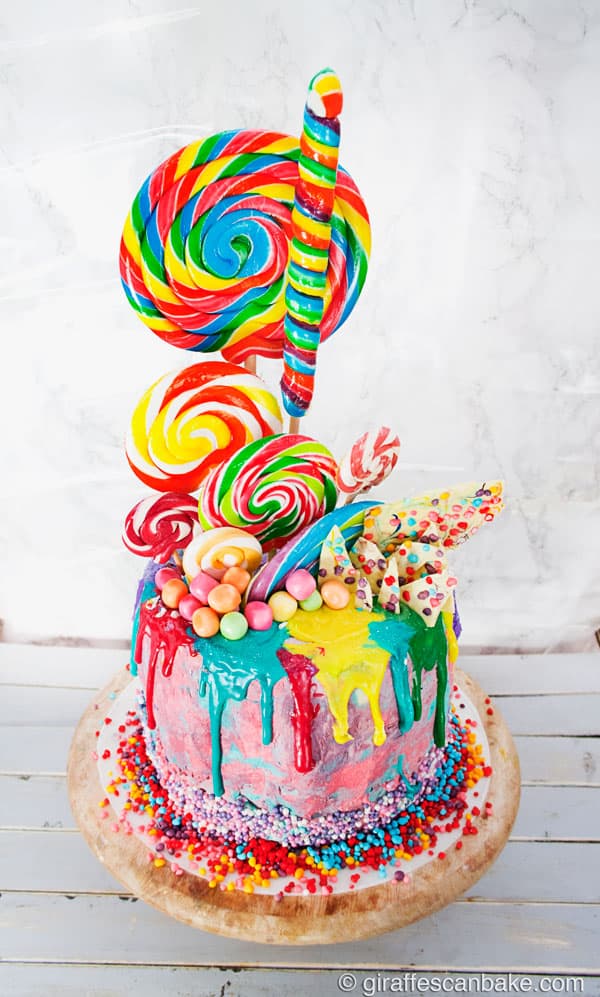 how to make a drip cake: lollipop birthday cake