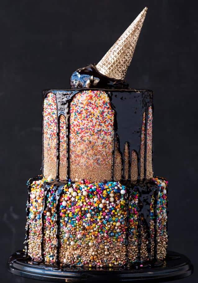 how to make a drip cake with a waffle cone