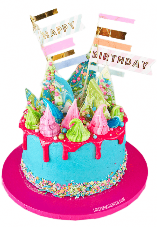 how to make a drip cake with rainbow colors