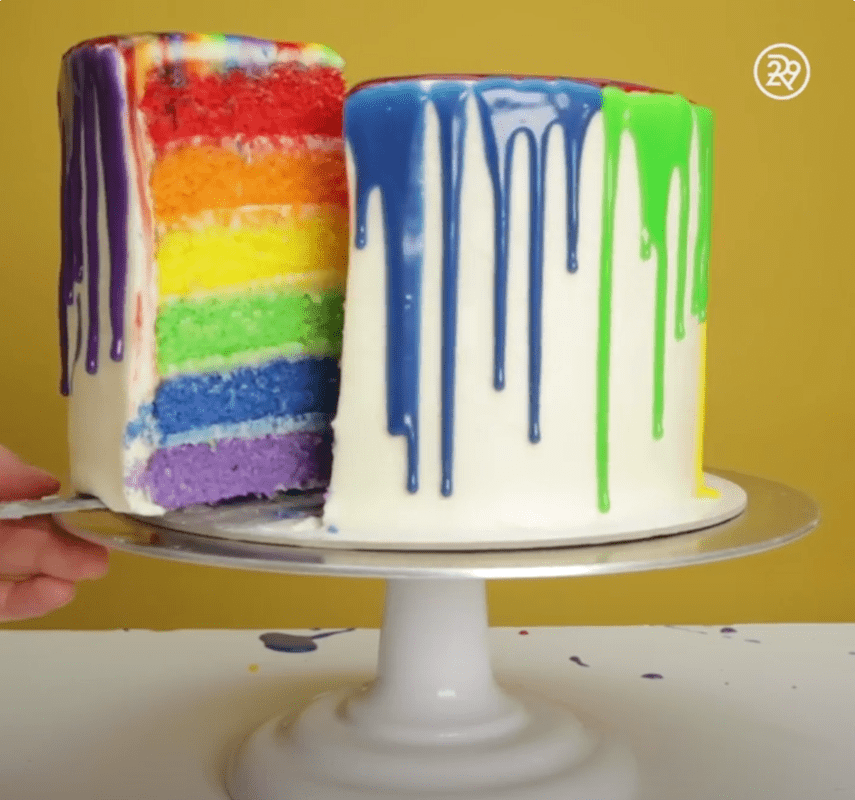 how to make a drip cake with rainbow layers
