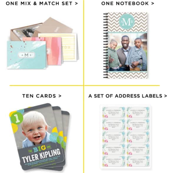 shutterfly choose up to two for free notecards notebook or address
