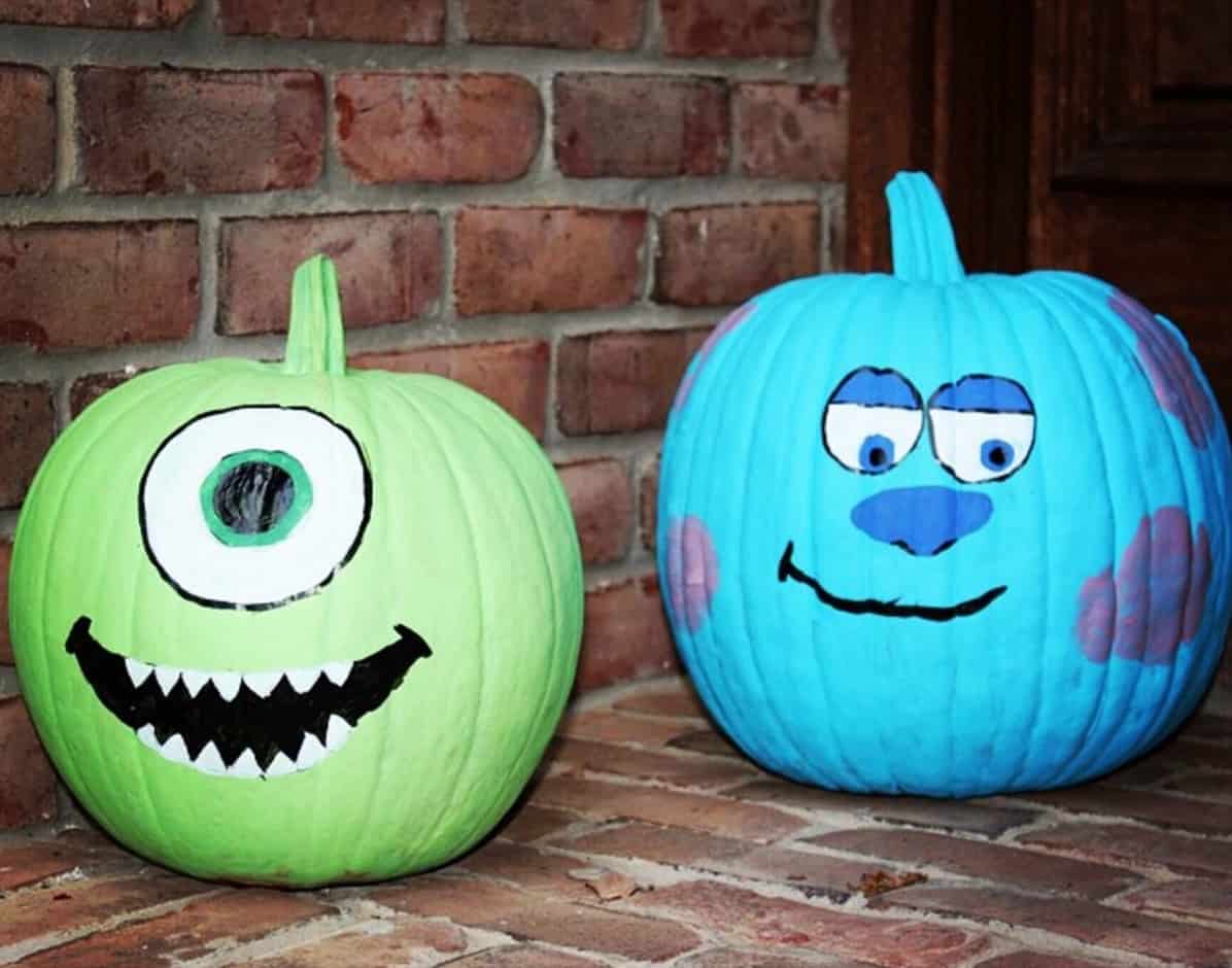 Disney Painted Pumpkin idea Monsters Inc with Mike and Sully