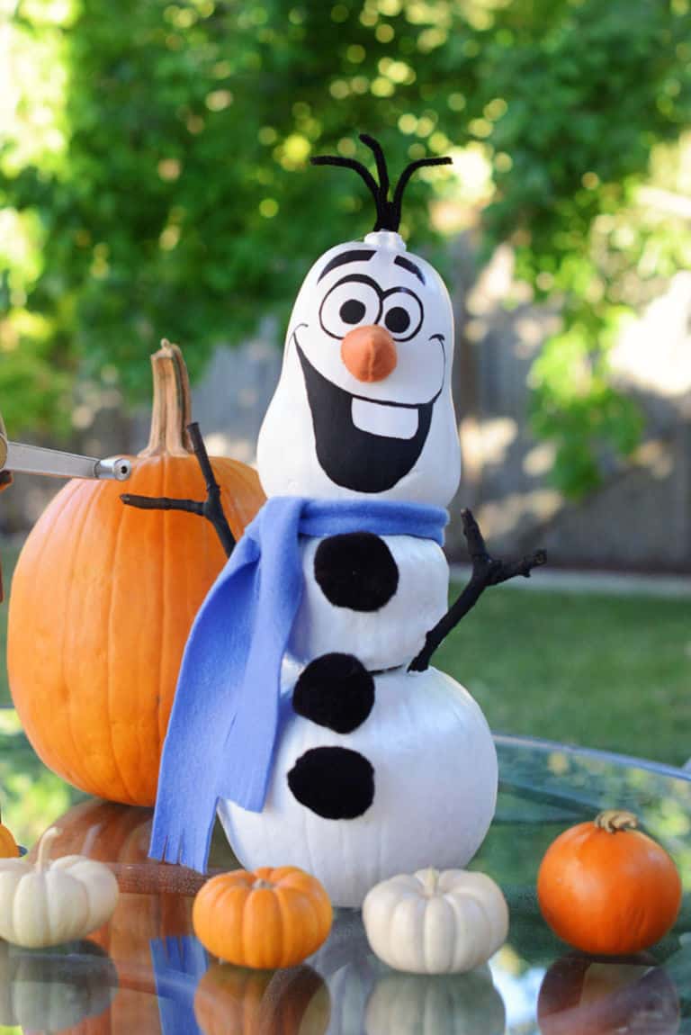 Disney painted pumpkins frozen olaf snowman