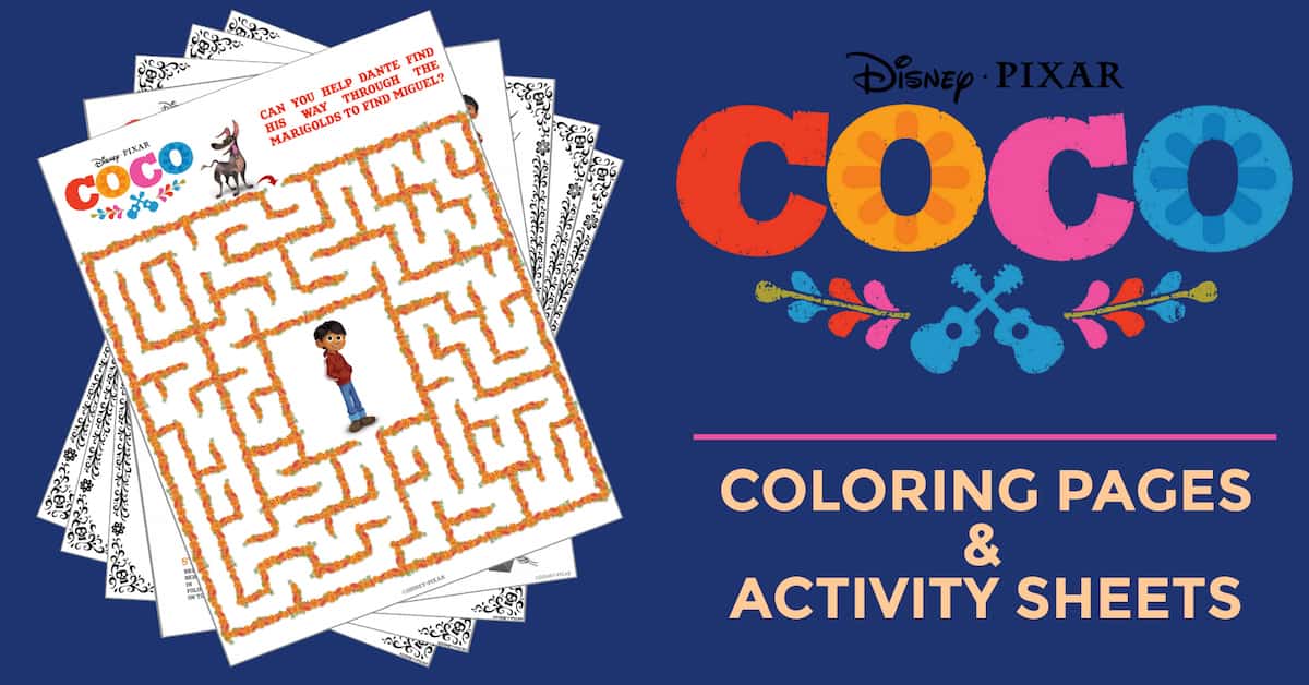 coco coloring pages activity sheets