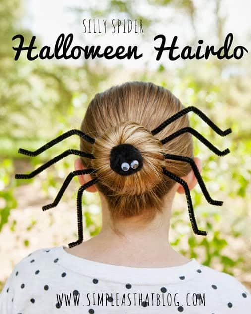 Halloween hairstyles spider bun