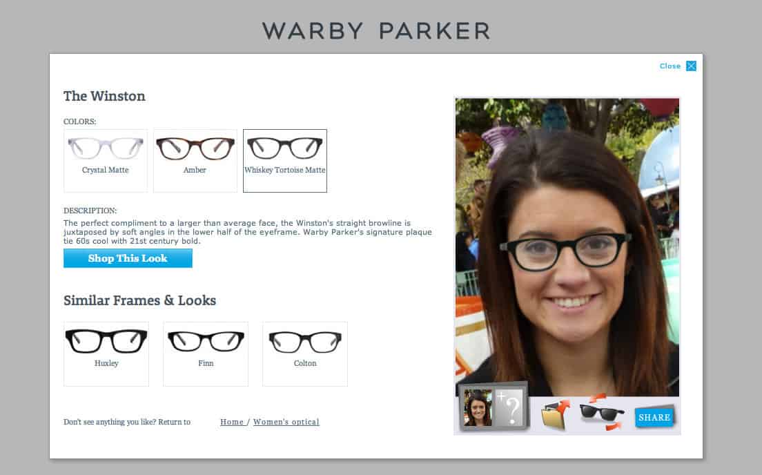 Warby parker virtual try on