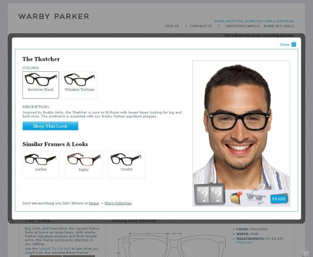 Warby Parker virtual try on