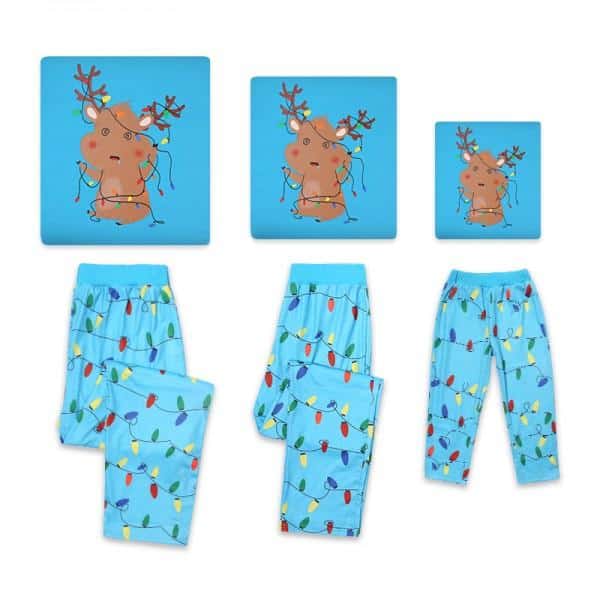 reindeer christmas lights funny matching pajamas