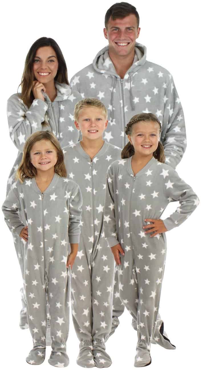 Matching Christmas footie pajamas for the family