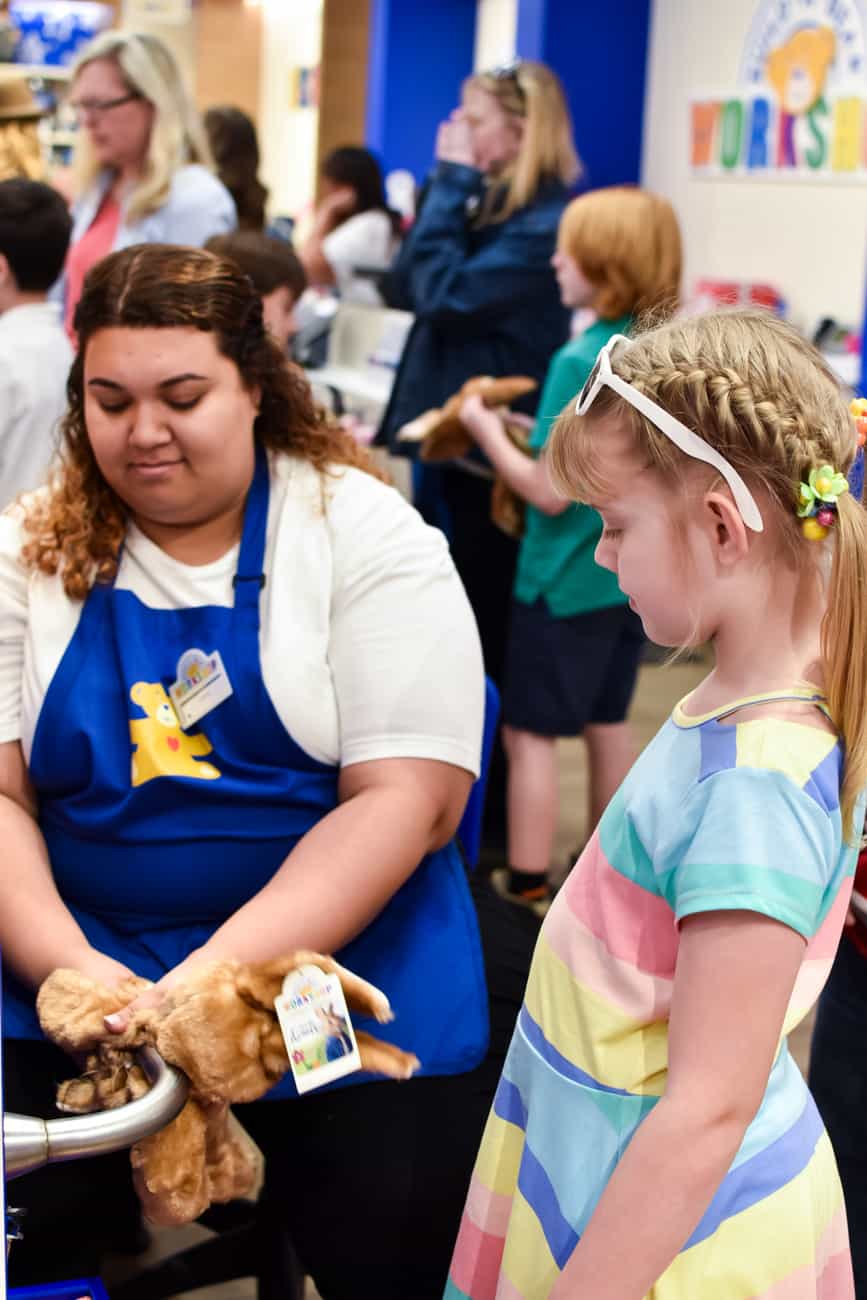 Peter Rabbit getting stuffed at Build-a-Bear workshop