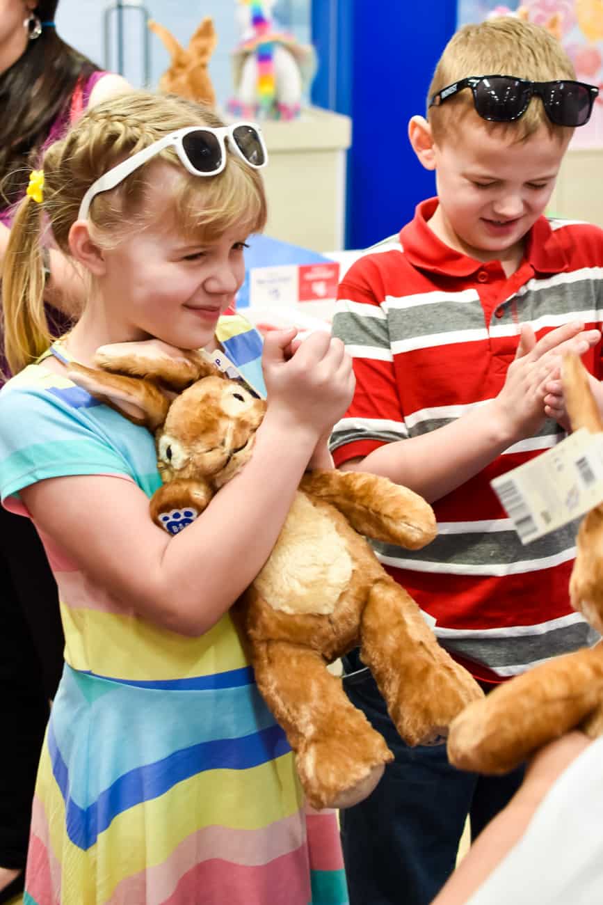 Peter Rabbit getting a heart at Build a Bear Workshop