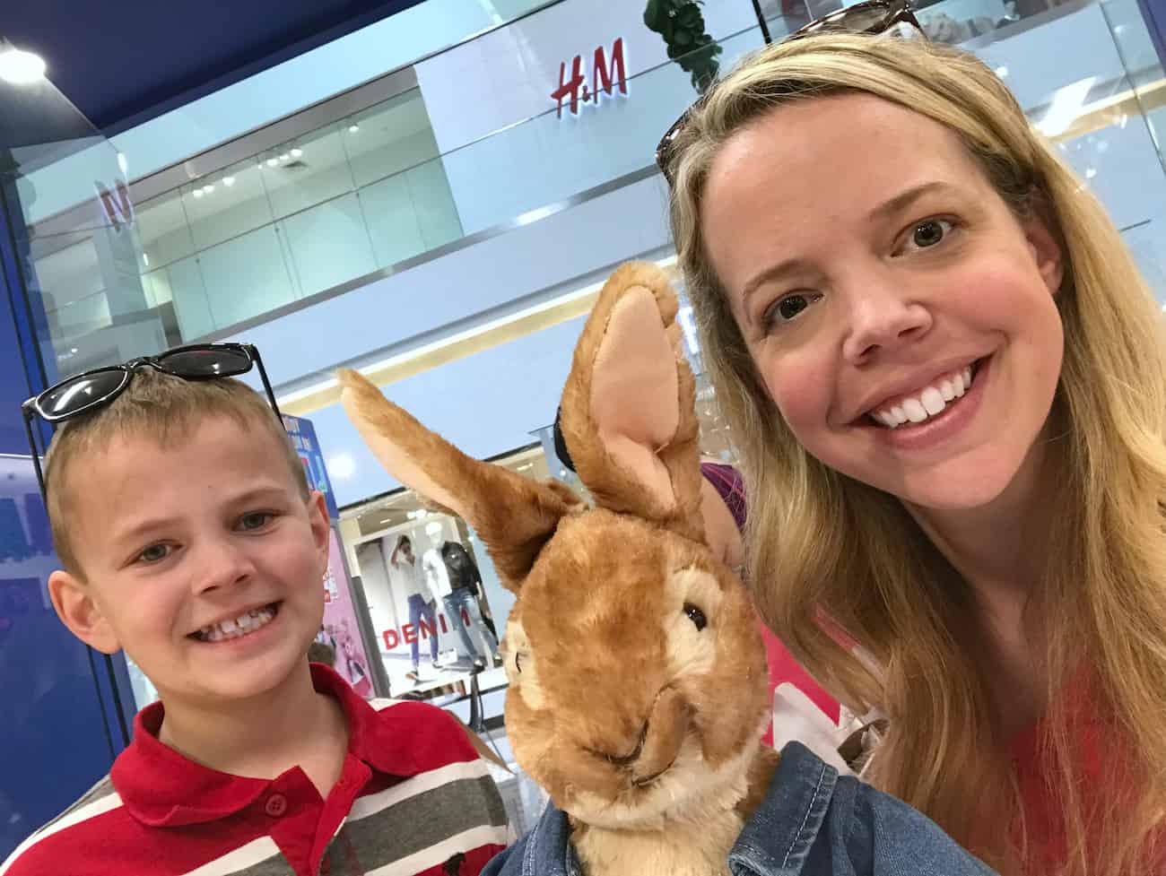 Peter Rabbit at build a bear workshop with Marybeth Hamilton