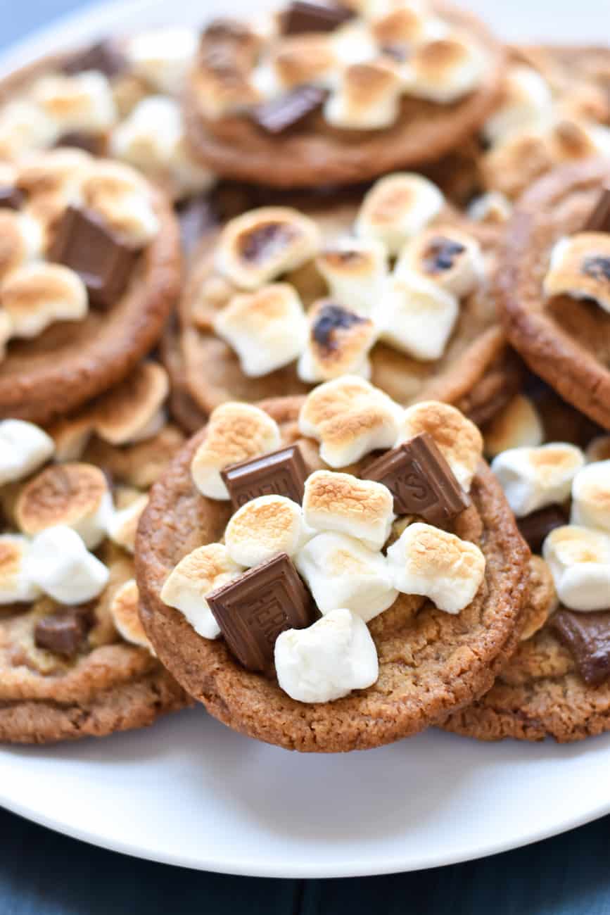 brown butter panbanging cookies with chocolate and marshmallows