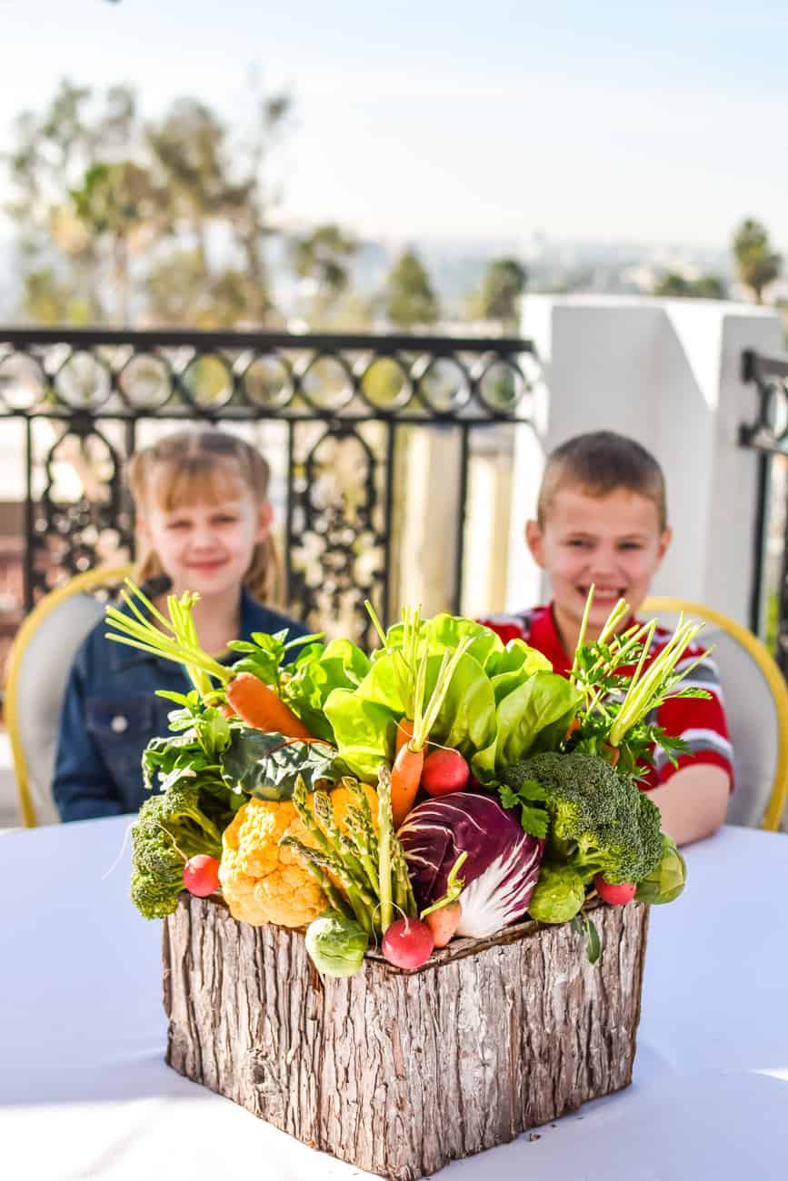 garden vegetable centerpiece with carrots