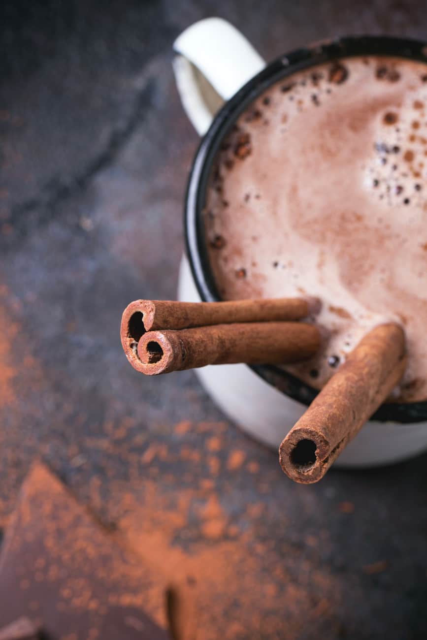 spicy mexican hot chocolate recipe with cinnamon stickw